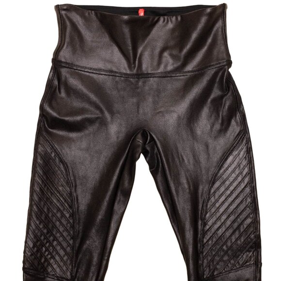 Spanx Faux Leather Moto Leggings Size S Black Vegan - Picture 6 of 7